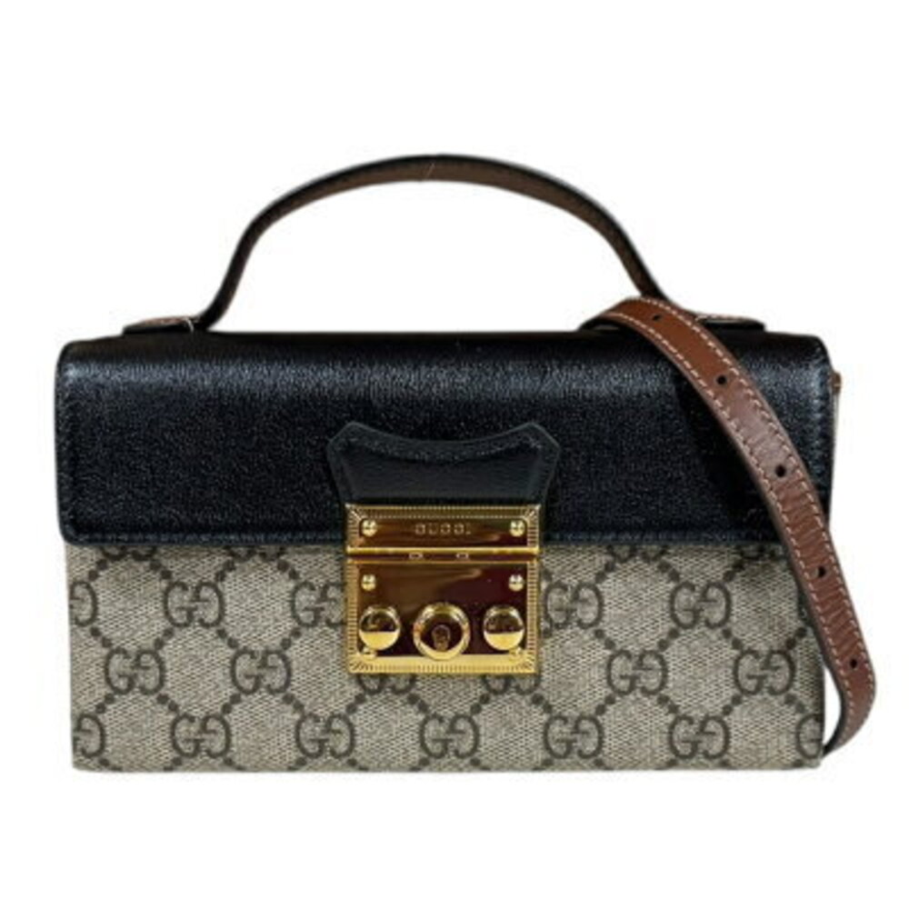 Gucci Padlock GG Supreme Shoulder Bag Canvas Beige